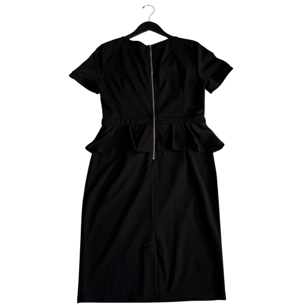 HI QUEEN BLACK PEPLUM DRESS SIZE LARGE NWT - Picture 3 of 9